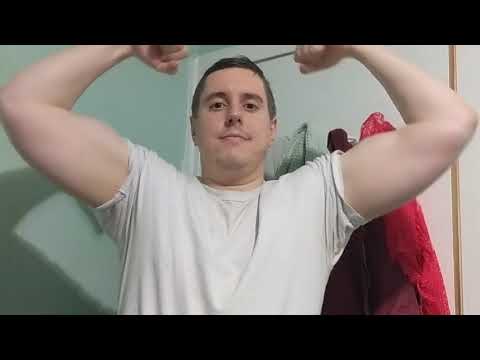 Trevor Flexing - Vlogging  he likes to weight lift.