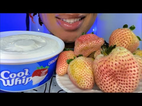 ASMR | White Strawberries (pine berries) & Cool Whip 🤍🍓