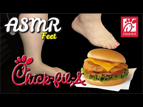 CHICK-FIL-A SPICY SANDWICH  FOOT CRUSH(talking) SATISFYING SQUISHING SOUNDS | ASMR FEET