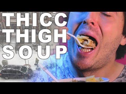 ASMR THICK THIGHS CHICKEN NOODLE BOMB CYCLONE BLIZZARD SOUP 먹방