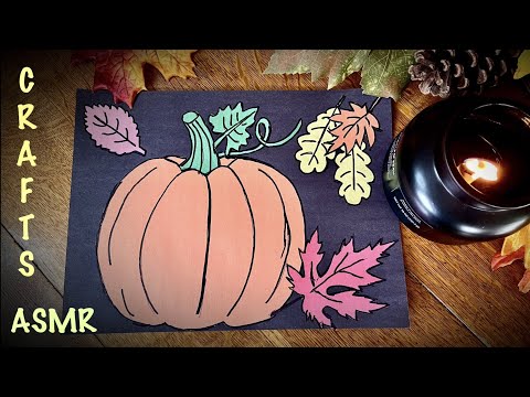 ASMR Pumpkin Craft! (Soft Spoken only) Construction paper cutting & drawing.