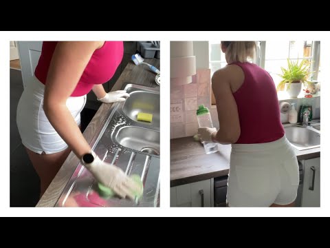 ASMR Cleaning My Kitchen - Spraying, Wiping and Washing Up Sounds