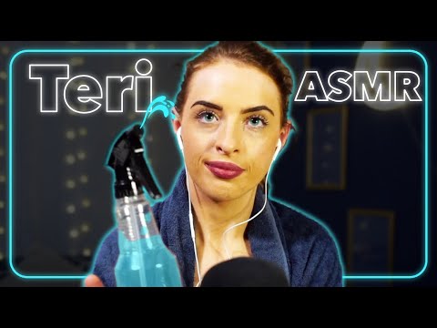 [ASMR] Washing hair with shampoo and gloves | Blow drying sounds | Straightening hair ASMR