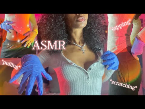 ASMR ~ Tapping, Scratching And Pulling On Fabric With Rubber Gloves ✨🧤 + More Sounds      #asmr
