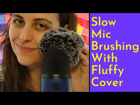 ASMR Slow Constant Mic Brushing With Fluffy Mic Cover -No Talking Background ASMR (Wave Sounds?)