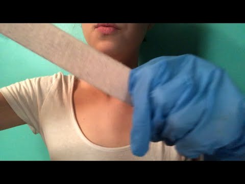 ASMR nurse check up roleplay inspecting wound bandaging wound cleaning wound gloves