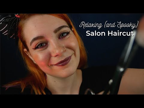 ASMR  ✂ Relaxing Salon Haircut with a Spooky Twist + Rain Sounds | Soft Spoken Personal Attention RP