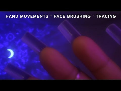 ASMR Hand Movements, Tracing Words, Face Brushing, Trigger Words, Brushing Sounds - Whispering