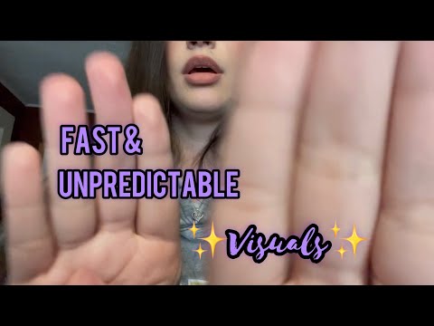 ASMR Fast, Unpredictable Visuals (Hand Movements & Mouth Sounds) [White Noise]