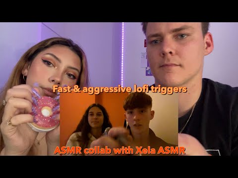 ASMR Lofi fast and aggressive triggers 🧡 ~couples collab with @XelaASMR~ | Whispered