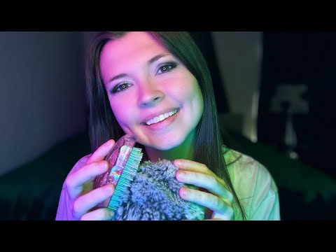 ASMR Fluffy Mic Cover Massage With Whispers in Different Voices