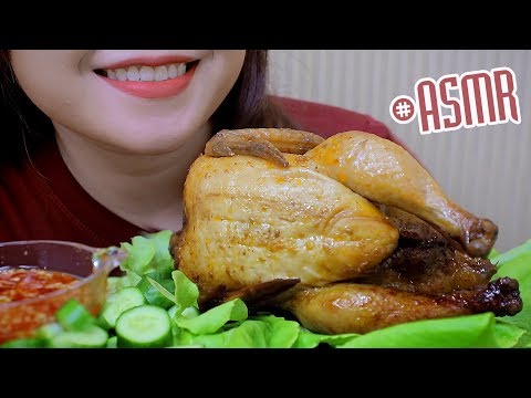 ASMR Roasted flower chicken , CHEWY EATING SOUNDS | LINH-ASMR