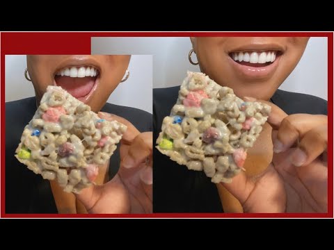 Amazing ASMR Eating Sounds with Crunchy Lucky Charms Treats 🌈🍀🦄🌛🧲💓🎈