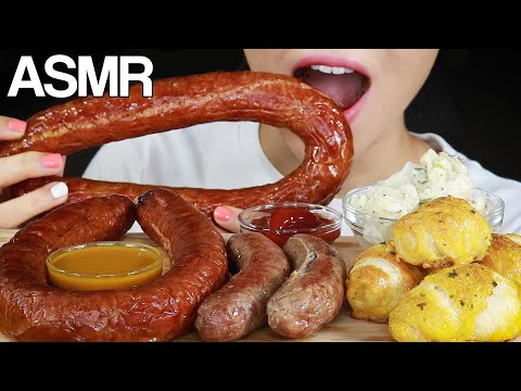 ASMR SAUSAGES, Pretzels, Potato Salads EATING SOUNDS MUKBANG NO TALKING