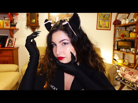 ASMR CATGIRL playing with Master! Valentine day ROLEPLAY  (long nails gloves, eating sound)