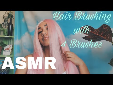 ASMR | Brushing My Pink Hair w/ Apple Mic 🍎 | brush sounds + crackly mic + soft spoken + whispers