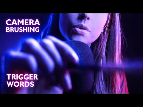 TINGLY CAMERA BRUSHING WITH TRIGGER WORDS, ASMR BRUSHING YOUR FACE, ASMR SOFT WHISPERS