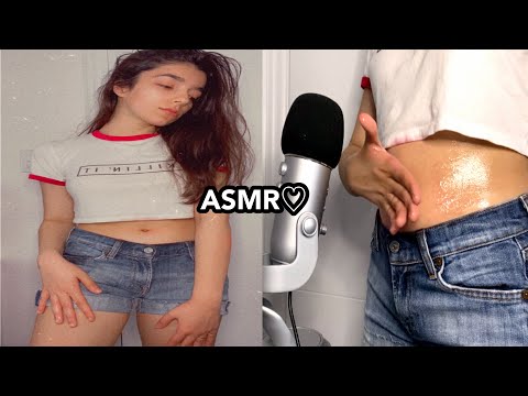 ASMR | PLAYING WITH BELLY BUTTON, LOTIONING WITH PINK OIL *best tingles for your ears EVER!!*💙💗