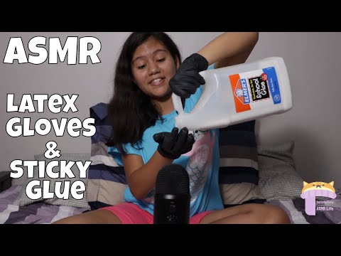 ASMR 🧤Latex Glove Sounds with Glue 🧤| Sticky Sounds