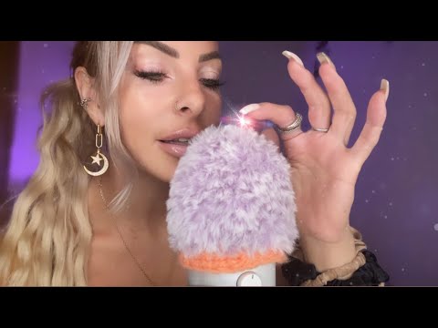 ASMR SUPER Up Close Whisper Ramble While Almost Touching The Fluffy Mic 🎙