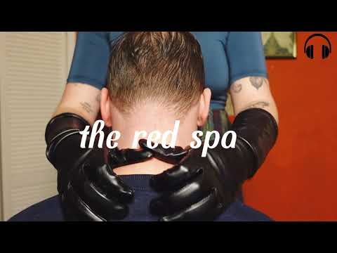 ASMR massage with gloves ( no talking, neck, shoulders, combing, leather, latex)