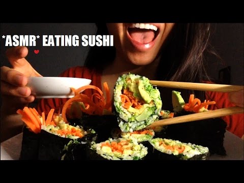 ASMR EATING SUSHI BIG BITES (HOMEMADE, LOWER CARB, DONT BE SCURRED, YUMMY) (eating sounds + chat)