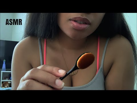 ASMR | Up Close Mouth Sounds 👄 Face Brushing + Face Touching