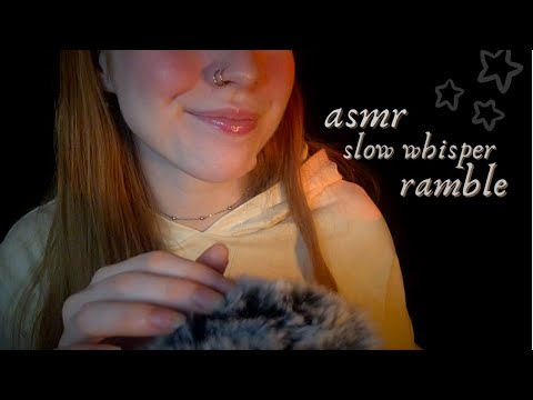 ASMR ☾ Slow Whisper Ramble with Gentle Fluffy Mic touching (things I've learned)
