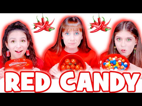 ASMR Eating Only One Color Red Candy Drink Mukbang 먹방