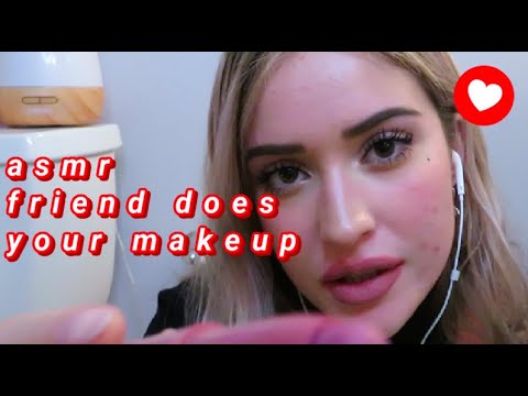 asmr | friend does your makeup (brush sounds, tapping, soft spoken to whisper)