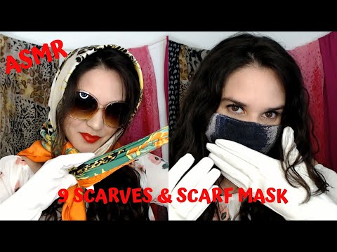 ASMR Leather Gloves and 9 Scarves + Scarf Mask for Muffled Whispering!!!