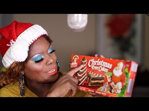 ASMR Trying Little Debbie Christmas Tree Cakes Eating Sounds