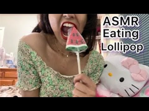 ASMR Eating Lollipop Candy 💕''Eating Sounds'' [ Whisper, Crinkle Plastic, Tapping Scratching] 🍉💜