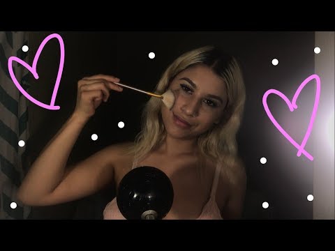 Chewing gum and touching myself ( brushes,whispers)- ASMR sleep relaxation 💤🍬