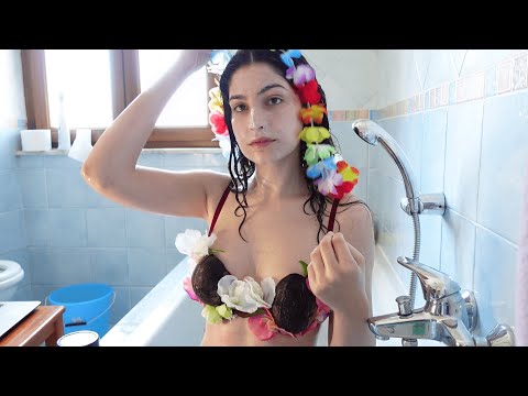 ASMR Mermaid in the bathtub Roleplay(water sounds, gloves, hair play, tapping,hair wash, no talking)