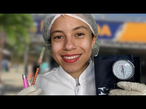 ASMR ROLEPLAY EVENTO NA PRAÇA - Aferindo Pressão Glicemia e Vacina