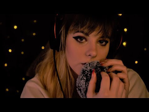ASMR | close up whispering and fluffy sounds - rain, clicky, breathy, blue yeti