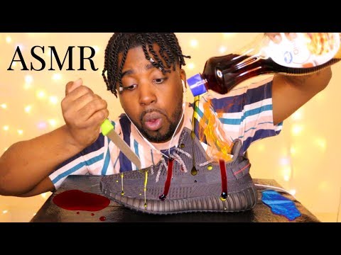 ASMR | Destroying My Expensive Sneakers | (Stabbing, Scraping...) ~