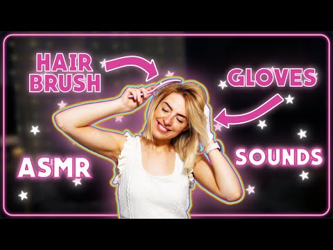 [ASMR] Styling hair with gloves | Brushing hair with glove sounds!!