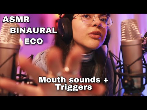 ASMR triggers cerquita del micro 😴 ECO [scratching, tapping, brushing, hand movements] BINAURAL