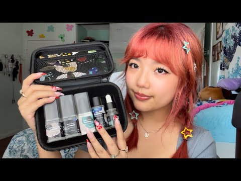 asmr doing your skincare for school roleplay (+ layered sounds)