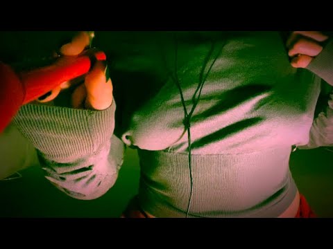 ASMR little shirt scratching with whispers and lens brushing