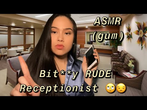 ASMR: 😒 Super RUDE + Bi***y Receptionist Roleplay | Gum Chewing | Keyboard Typing | Writing Sounds|
