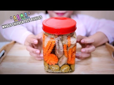 ASMR Whole chicken feet pickled (crunchy sound)  , eating sound | LINH-ASMR