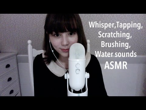 [Japanese ASMR/音フェチ] 囁き声で雑談 ネイルタッピング、スクラッチング、ブラシ、水の音、布の音