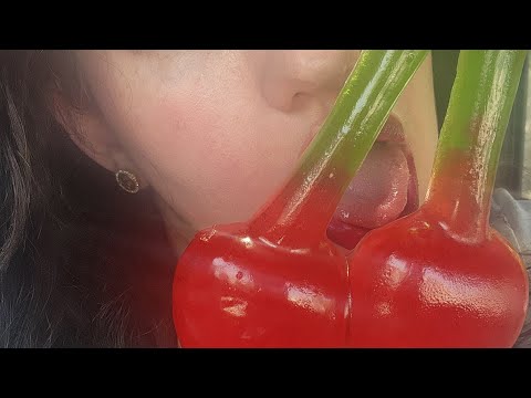 Big Cherry 🍒 Gummies mouth sounds Satisfying ASMR