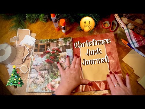 ASMR Christmas Junk Journal (No talking) Stickers/Card stock/Paper Crinkles/Cutting/Magazine salvage