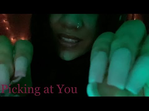 ASMR | Picking At You [Inaudible whispers + nail tapping]