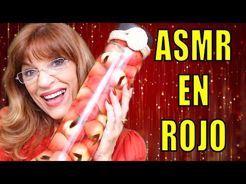 ASMR ROJO🍎TAPPING, SCRATCHING, INAUDIBLE🍅RED TRIGGERS🥤