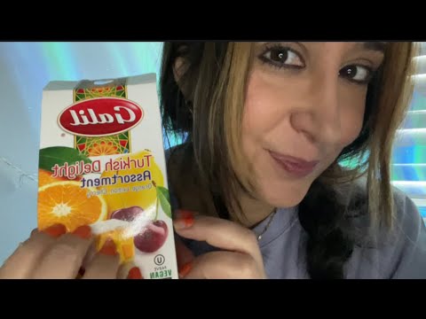 Eat with me 😋 ASMR Trying Turkish Delights Candy/ Taste Test/ Eating Sounds/ Drinking Diet Coke